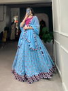 Blue Colour Georgette With Sequins And Embroidery With Mirror Work Lehenga With Blouse Dupatta Wholesale Online Lnb1733